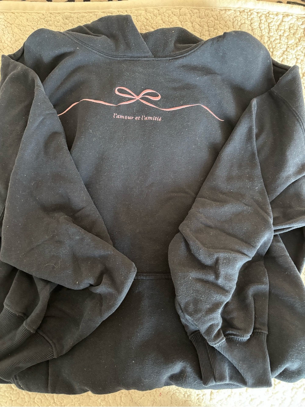 Hollister Black Hoodie with Pink Bow Graphic
